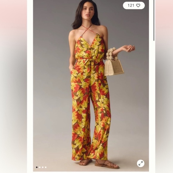 FARM Rio Vibrant Red and Yellow Jumpsuit - Picture 1 of 1